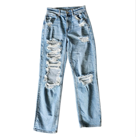 American Eagle Outfitters Highest Rise 90s Boyfriend Light Blue Stretch Jeans - Picture 1 of 6